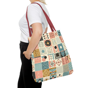 Pastel Geometric Pattern Aop Tote Bag - Boxed Corners - Dipaliz - Bags