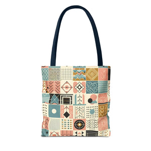 Pastel Geometric Pattern Aop Tote Bag - Boxed Corners - Dipaliz - Bags