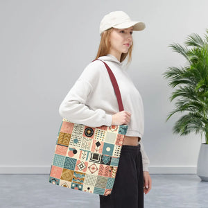 Pastel Geometric Pattern Aop Tote Bag - Boxed Corners - Dipaliz - Bags