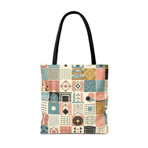 Pastel Geometric Pattern Aop Tote Bag - Boxed Corners - Dipaliz - Bags