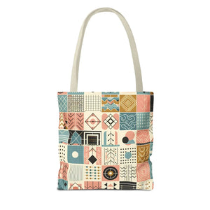 Pastel Geometric Pattern Aop Tote Bag - Boxed Corners - Dipaliz - Bags