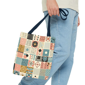 Pastel Geometric Pattern Aop Tote Bag - Boxed Corners - Dipaliz - Bags