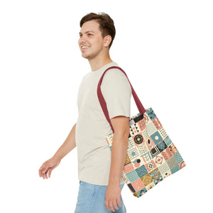 Pastel Geometric Pattern Aop Tote Bag - Boxed Corners - Dipaliz - Bags