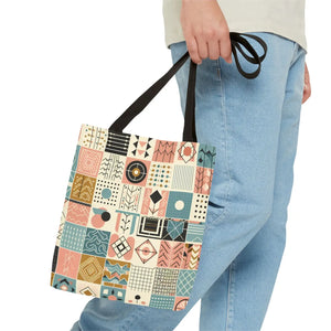 Pastel Geometric Pattern Aop Tote Bag - Boxed Corners - Dipaliz - Bags