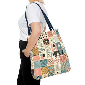 Pastel Geometric Pattern Aop Tote Bag - Boxed Corners - Dipaliz - Bags