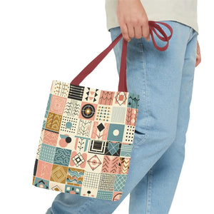 Pastel Geometric Pattern Aop Tote Bag - Boxed Corners - Dipaliz - Bags