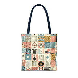 Pastel Geometric Pattern Aop Tote Bag - Boxed Corners - Dipaliz - Bags