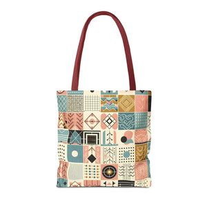 Pastel Geometric Pattern Aop Tote Bag - Boxed Corners - Dipaliz - Bags