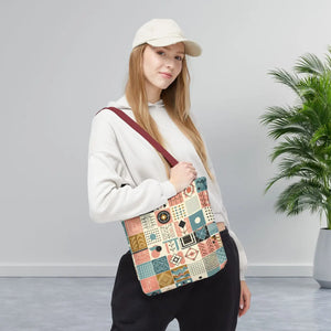 Pastel Geometric Pattern Aop Tote Bag - Boxed Corners - Dipaliz - Bags