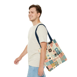 Pastel Geometric Pattern Aop Tote Bag - Boxed Corners - Dipaliz - Bags