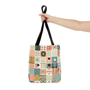 Pastel Geometric Pattern Aop Tote Bag - Boxed Corners - Dipaliz - Bags