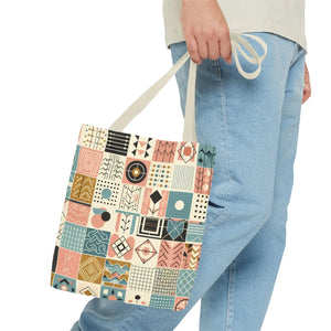 Pastel Geometric Pattern Aop Tote Bag - Boxed Corners - Dipaliz - Bags