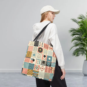 Pastel Geometric Pattern Aop Tote Bag - Boxed Corners - Dipaliz - Bags