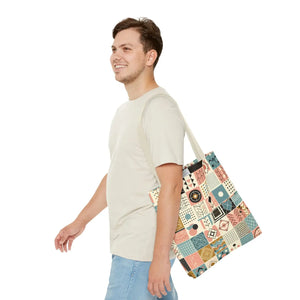 Pastel Geometric Pattern Aop Tote Bag - Boxed Corners - Dipaliz - Bags