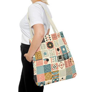 Pastel Geometric Pattern Aop Tote Bag - Boxed Corners - Dipaliz - Bags