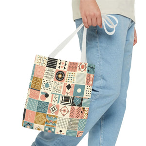 Pastel Geometric Pattern Aop Tote Bag - Boxed Corners - Dipaliz - Bags