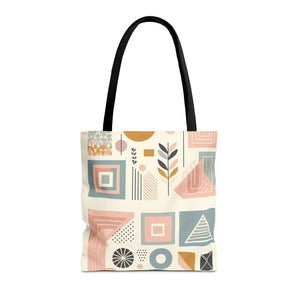 Stylish Aop Tote - Pastel Geometric Pattern - Dipaliz - Bags