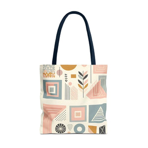 Stylish Aop Tote - Pastel Geometric Pattern - Dipaliz - Bags