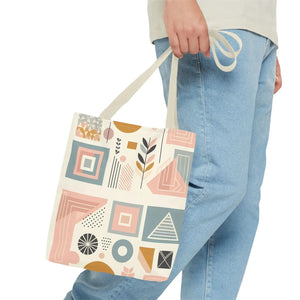 Stylish Aop Tote - Pastel Geometric Pattern - Dipaliz - Bags