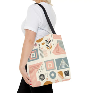 Stylish Aop Tote - Pastel Geometric Pattern - Dipaliz - Bags