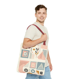 Stylish Aop Tote - Pastel Geometric Pattern - Dipaliz - Bags