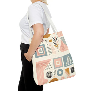 Stylish Aop Tote - Pastel Geometric Pattern - Dipaliz - Bags