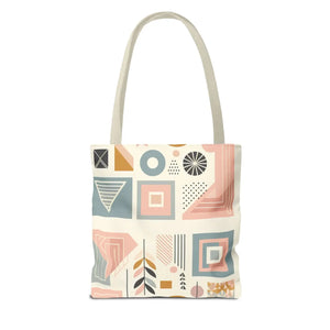 Stylish Aop Tote - Pastel Geometric Pattern - Dipaliz - Bags