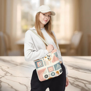 Stylish Aop Tote - Pastel Geometric Pattern - Dipaliz - Bags