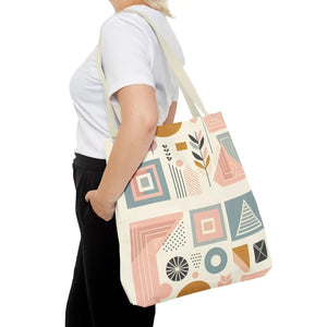 Stylish Aop Tote - Pastel Geometric Pattern - Dipaliz - Bags
