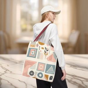Stylish Aop Tote - Pastel Geometric Pattern - Dipaliz - Bags