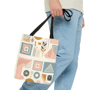 Stylish Aop Tote - Pastel Geometric Pattern - Dipaliz - Bags