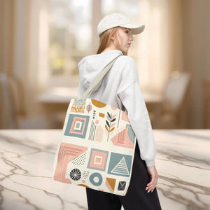 Stylish Aop Tote - Pastel Geometric Pattern - Dipaliz - Bags