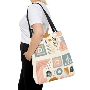 Stylish Aop Tote - Pastel Geometric Pattern - Dipaliz - Bags