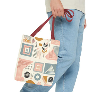 Stylish Aop Tote - Pastel Geometric Pattern - Dipaliz - Bags