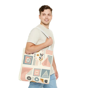 Stylish Aop Tote - Pastel Geometric Pattern - Dipaliz - Bags