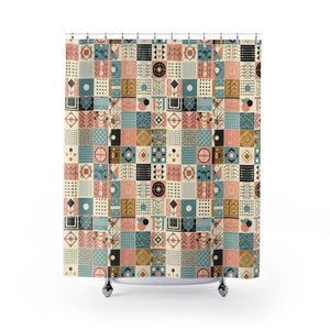 Pastel Geometric Pattern Shower Curtain Polyester - Dipaliz - Curtains