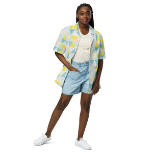 Geometric Pattern Unisex Button Shirt - Eco Summer - Dipaliz - Shirts