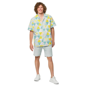 Geometric Pattern Unisex Button Shirt - Eco Summer - Dipaliz - Shirts