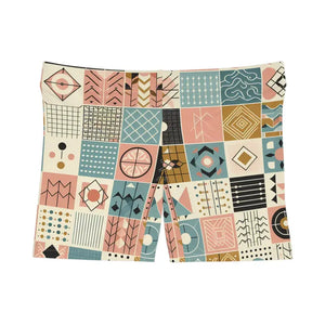 Pastel Geometric Pattern Women’s Shorts Moisture Wicking - Dipaliz