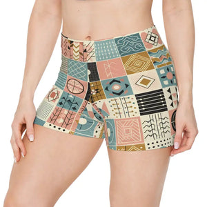 Pastel Geometric Pattern Women’s Shorts Moisture Wicking - Dipaliz - Xs / Brushed Faux Suede