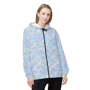 Outerwear - Pastel Geometric Windbreaker Jacket - Lightweight Hooded - Dipaliz