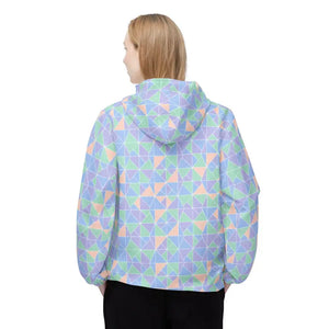 Outerwear - Pastel Geometric Windbreaker Jacket - Lightweight Hooded - Dipaliz