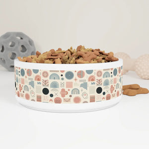 Chic Geometrical Pet Bowl - Pastel Ceramic Dish - Dipaliz - Bowls Feeders & Waterers