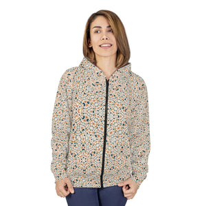 Women’s Boho Mosaic Mandala All-over Print Zip-up Hoodie | Peach Sage Cream Pattern Sweatshirt Unisex Zip (aop)