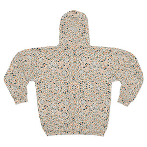 Women’s Boho Mosaic Mandala All-over Print Zip-up Hoodie | Peach Sage Cream Pattern Sweatshirt Unisex Zip (aop)