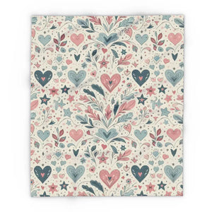 Pastel Hearts Arctic Fleece Blanket - Ultra Cozy Warmth - Dipaliz - Blankets