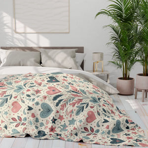 Pastel Hearts Arctic Fleece Blanket – Soft Throw - Dipaliz - Blankets