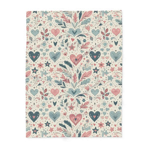 Pastel Hearts Arctic Fleece Blanket – Soft Throw - Dipaliz - Blankets