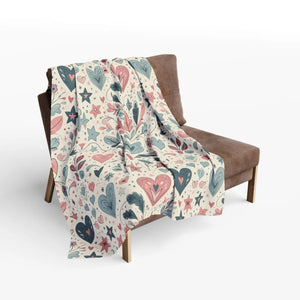 Pastel Hearts Arctic Fleece Blanket – Soft Throw - Dipaliz - Blankets