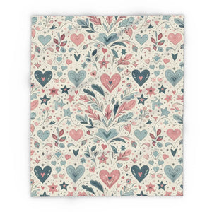 Pastel Hearts Arctic Fleece Blanket – Soft Throw - Dipaliz - Blankets